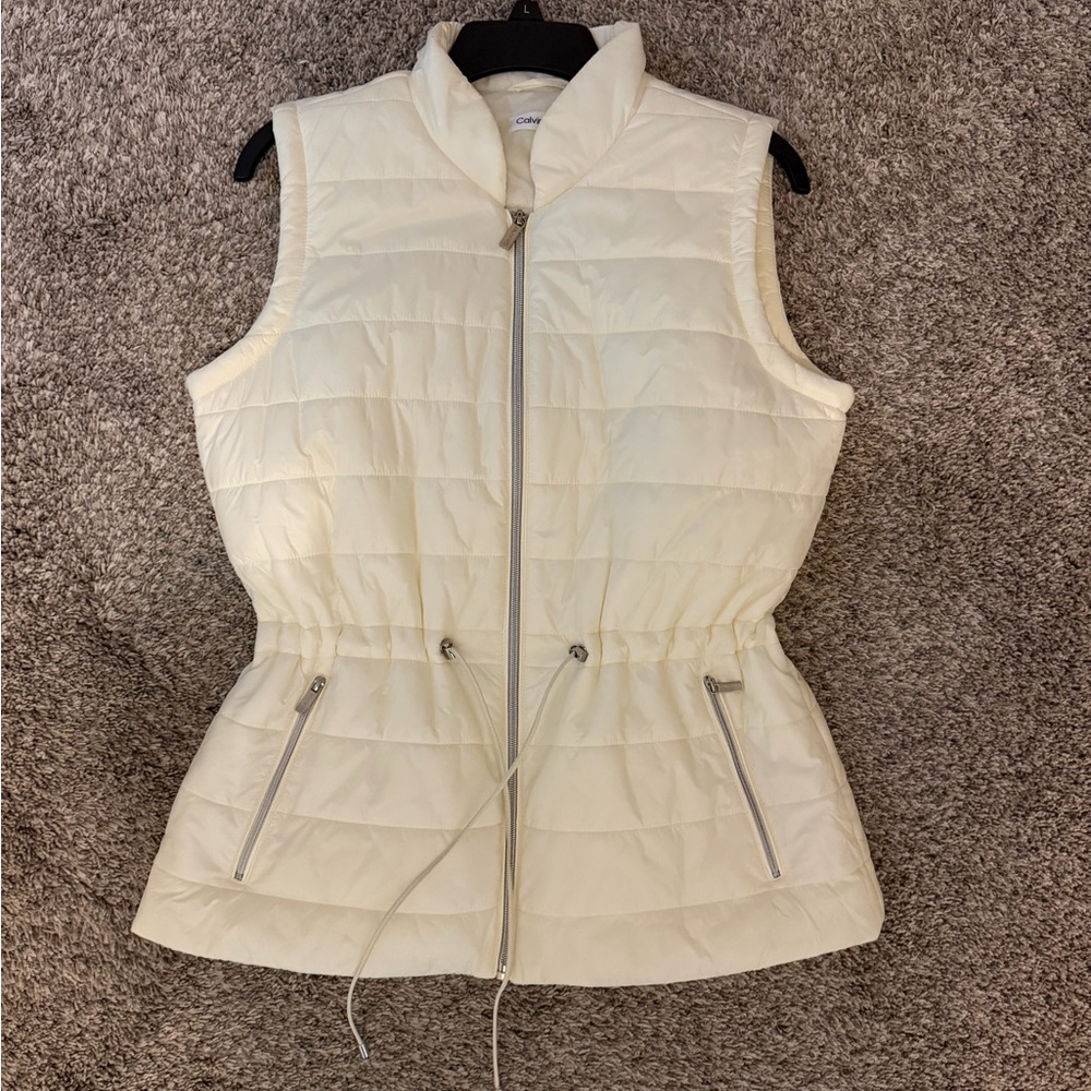 Calvin Klein Off-White Quilted Vest
